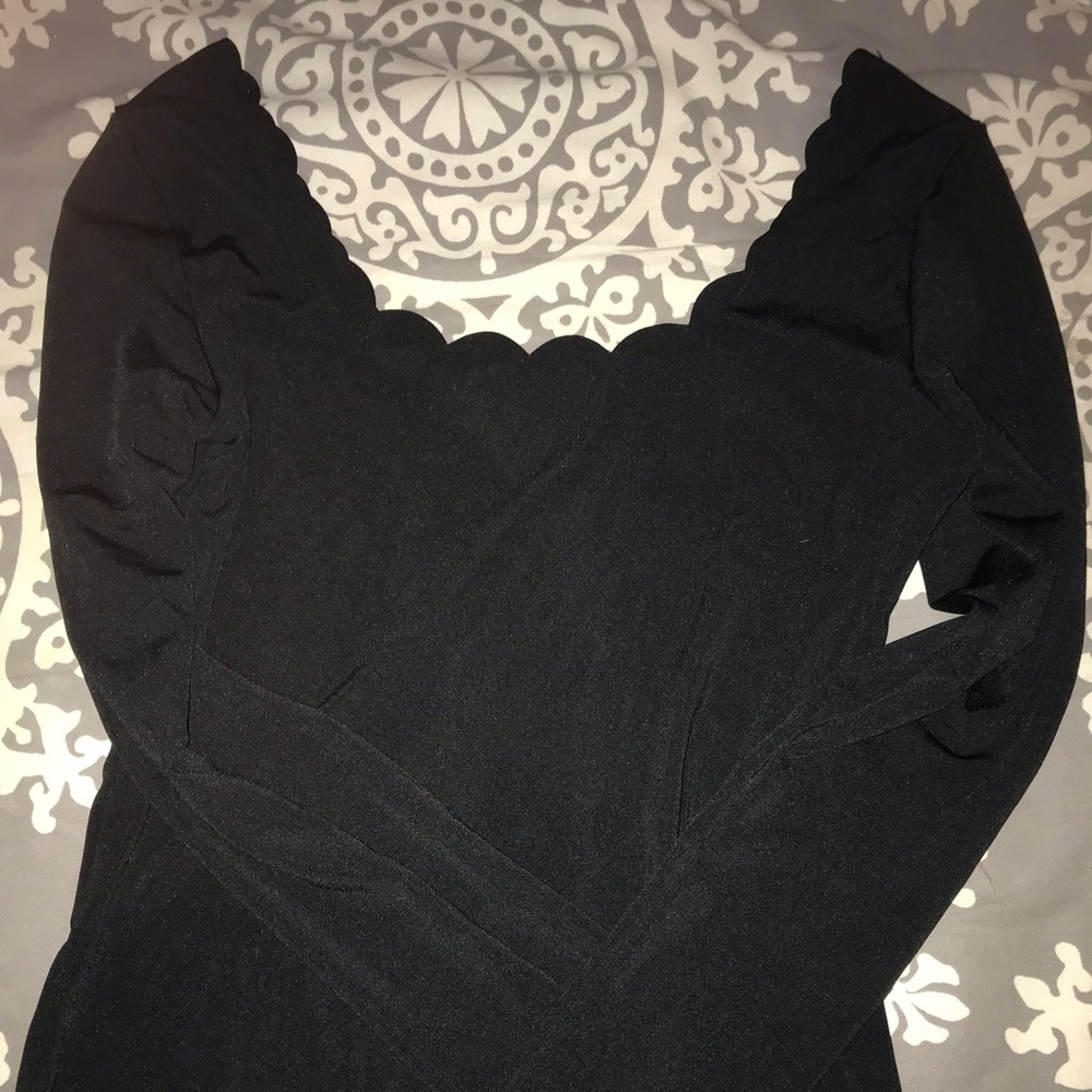 Shein Scalloped Black Bodysuit